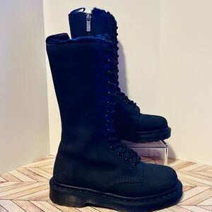 Dr Martens 1B99 FL Fur Lined Women 5 Black Nubuck Leather Zip Calf Length Boots